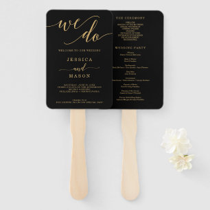 Elegant Minimal Gold Wedding Program Fan