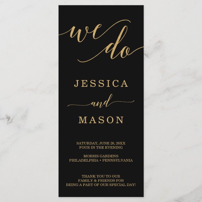 Elegant Minimal Gold Wedding Programs - We Do Programme (Front)