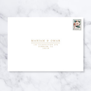 Elegant Minimal Gold Wedding RSVP Self-Addressed Envelope