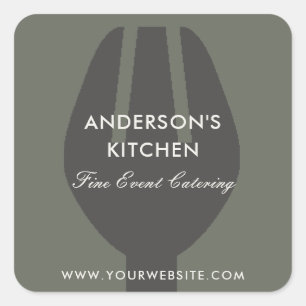 ELEGANT MINIMAL GREY BLACK FORK CHEF CATERING SQUARE STICKER