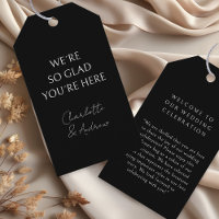 Elegant, minimal, handwriting, black Gift Tag