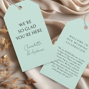 Elegant, minimal, handwriting, light green gift tags