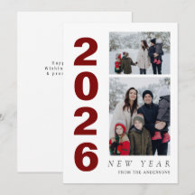 Elegant Minimal Happy New Year Family 2 Photo