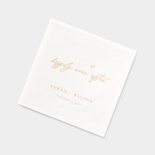 Elegant Minimal Heart Happily Ever After Wedding Foil Napkins