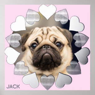 Elegant Minimal Heart Photo Add Name Foil Prints