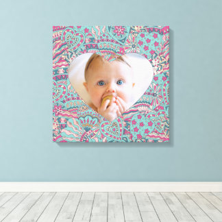 Elegant minimal heart photo canvas print