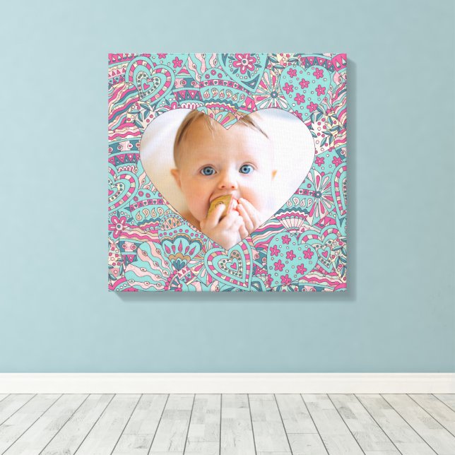 Elegant minimal heart photo canvas print (Insitu(Wood Floor))