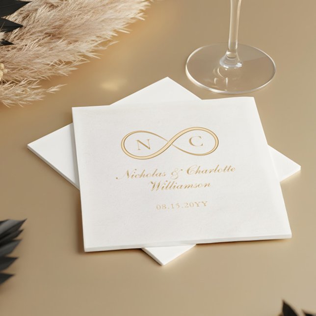 Elegant Minimal Infinity Love Monogram Wedding Foil Napkins (Elegant Minimal Infinity Love Monogram Weddding Foil Napkins)
