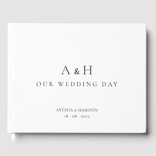 Elegant Minimal Initials Our Wedding Day Muslim Guest Book (Front)