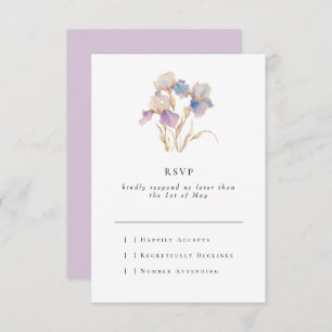 Elegant Minimal Iris Floral RSVP Card
