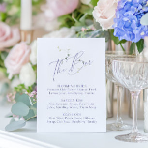 Elegant Minimal Lavender Bridal Shower Bar Menu