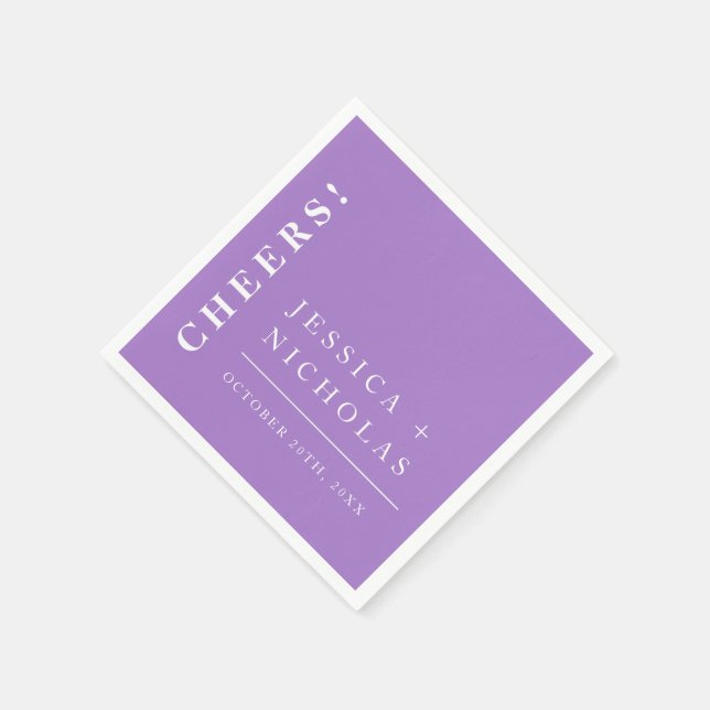Elegant Minimal Lavender Modern Wedding Napkin (Corner)
