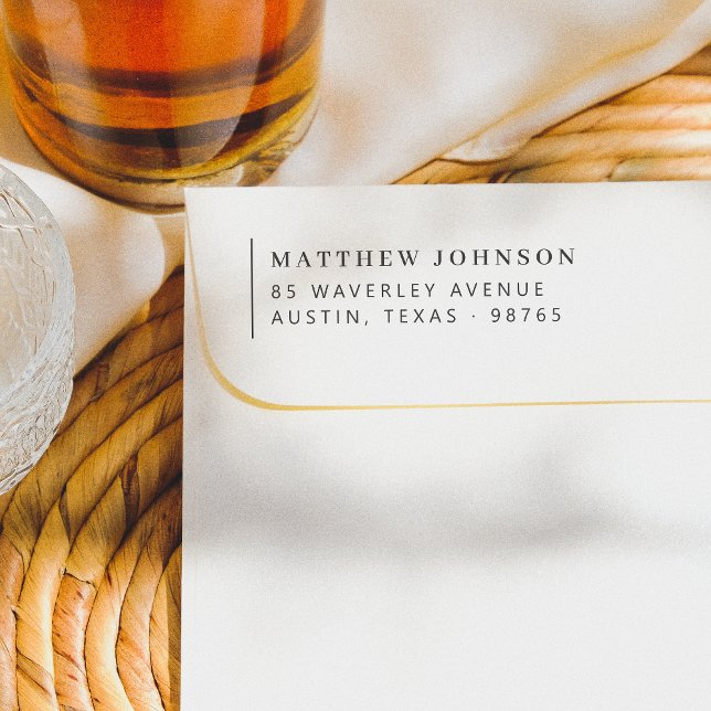 Elegant Minimal Left Aligned Return Address Self-inking Stamp (Rubber Stamp Mock-up)