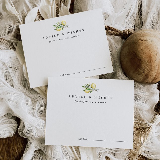 Elegant Minimal Lemon Bridal Shower Advice Card (Creator Uploaded)