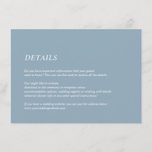 Elegant Minimal Light Blue Wedding Details Info Enclosure Card