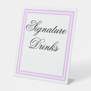 Elegant Minimal Light Purple Signature Drinks Pedestal Sign