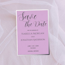 Elegant Minimal Lilac Purple Wedding Save The Date