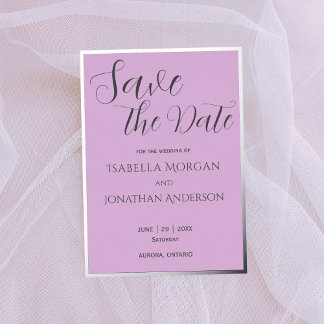 Elegant Minimal Lilac Purple Wedding Save The Date