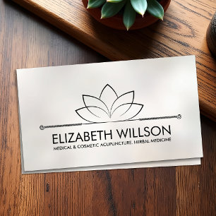 Elegant Minimal Lotus Acupuncture Needles Business Card