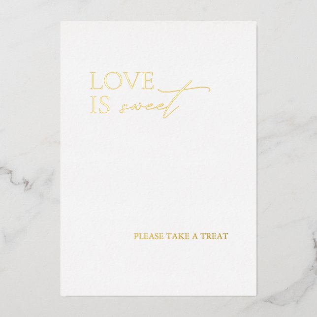 Elegant Minimal Love is Sweet Wedding Foil Holiday Card (Front)