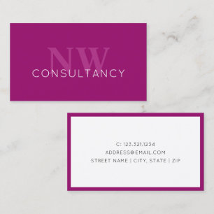 Elegant minimal magenta initials consultancy business card