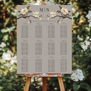 Elegant Minimal Magnolia Wedding Seating Chart