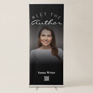 Elegant Minimal Meet The Author Book Signing QR Retractable Banner