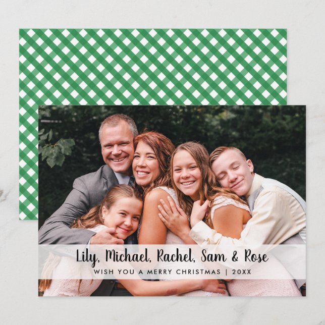 Elegant Minimal Merry Christmas Custom Photo Holiday Card (Front/Back)