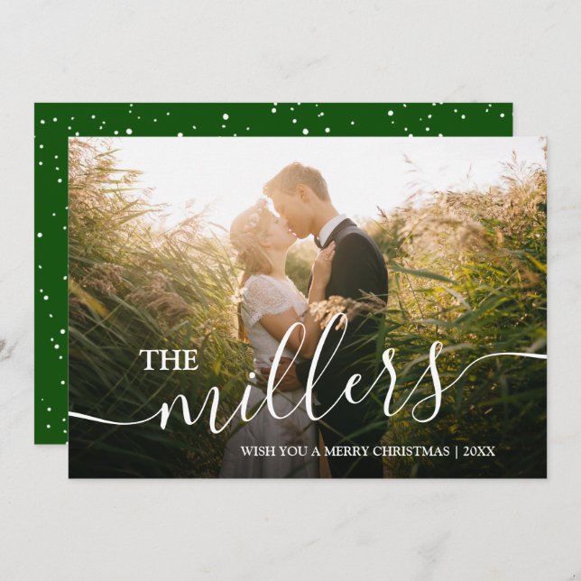Elegant Minimal Merry Christmas Custom Photo Holiday Card (Front/Back)