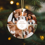 Elegant Minimal Merry Christmas Photo Collage Metal Tree Decoration<br><div class="desc">Elegant Minimal Merry Christmas Photo Collage Ornament. Click the edit button to customise this design with your photos and text.</div>