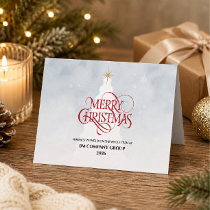 Elegant Minimal Merry Christmas Tree Business Logo Holiday Card