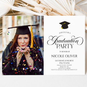 Elegant Minimal Minimalist Custom Photo Graduation Invitation
