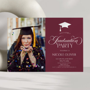 Elegant Minimal Minimalist Custom Photo Graduation Invitation