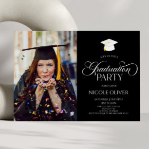 Elegant Minimal Minimalist Custom Photo Graduation Invitation