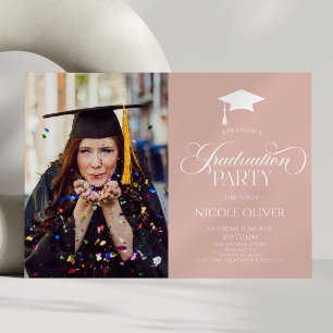 Elegant Minimal Minimalist Custom Photo Graduation Invitation
