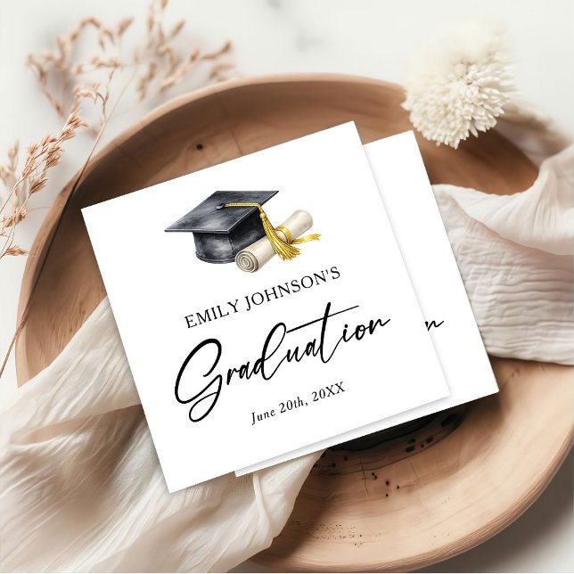 Elegant Minimal Minimalist Graduation Napkin (Creator Uploaded)