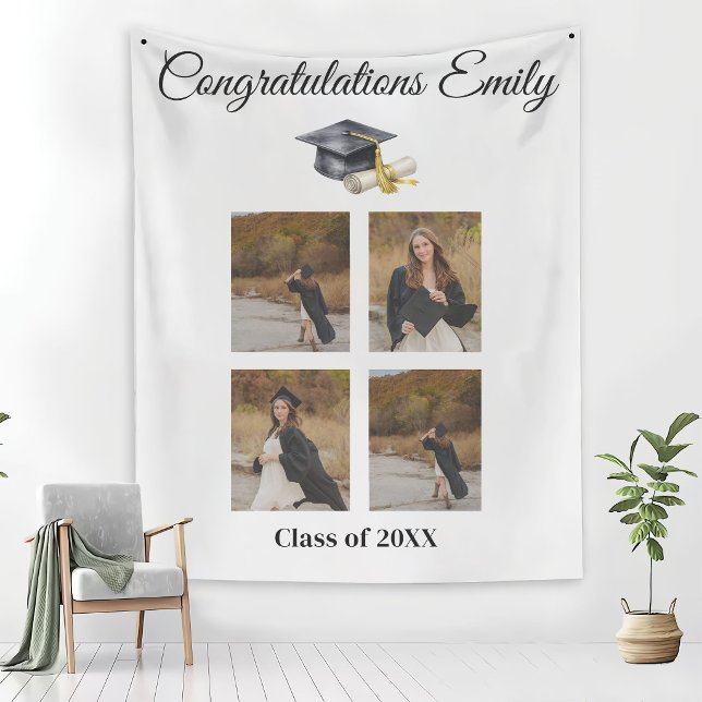 Elegant Minimal Minimalist Graduation Tapestry (Creator Uploaded)