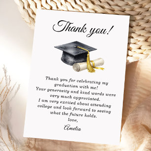 Elegant Minimal Minimalist Graduation Thank You Card