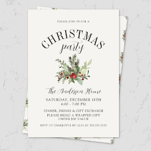 Elegant Minimal Mistletoe Christmas Holiday Party Invitation