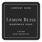 Elegant minimal modern black square product label