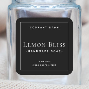Elegant minimal modern black square product label