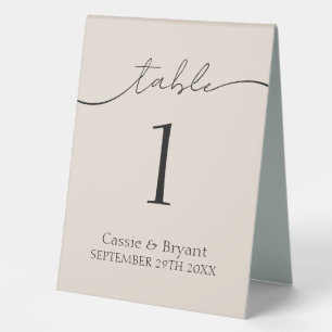 Elegant Minimal Modern Script Wedding Table Number