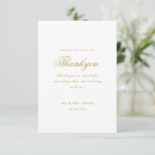 Elegant Minimal Modern White Script Muslim Wedding Thank You Card