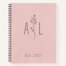 Elegant Minimal Monogram Floral Personalised Name