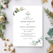Elegant Minimal Monogram Greenery Wedding