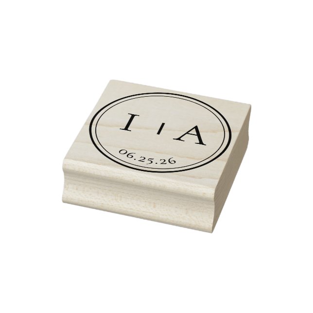 Elegant Minimal Monogram Initials Wedding Rubber Stamp (Stamp)