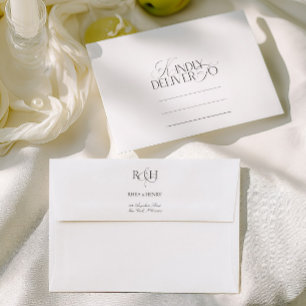 Elegant Minimal Monogram Return Address Wedding Envelope