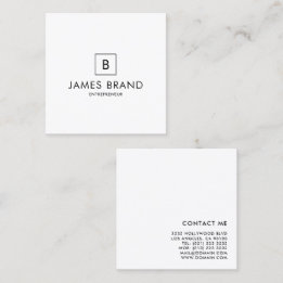 Elegant Minimal Monogram Square Business Card