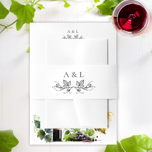 Elegant Minimal Monogram Vineyard Wedding Invitation Belly Band