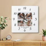 elegant minimal mrs & mr  4 photos collage wedding square wall clock<br><div class="desc">photos from freepik.com
elegant mrs & mr minimal 4 photos collage wedding anniversary Square Wall Clock</div>